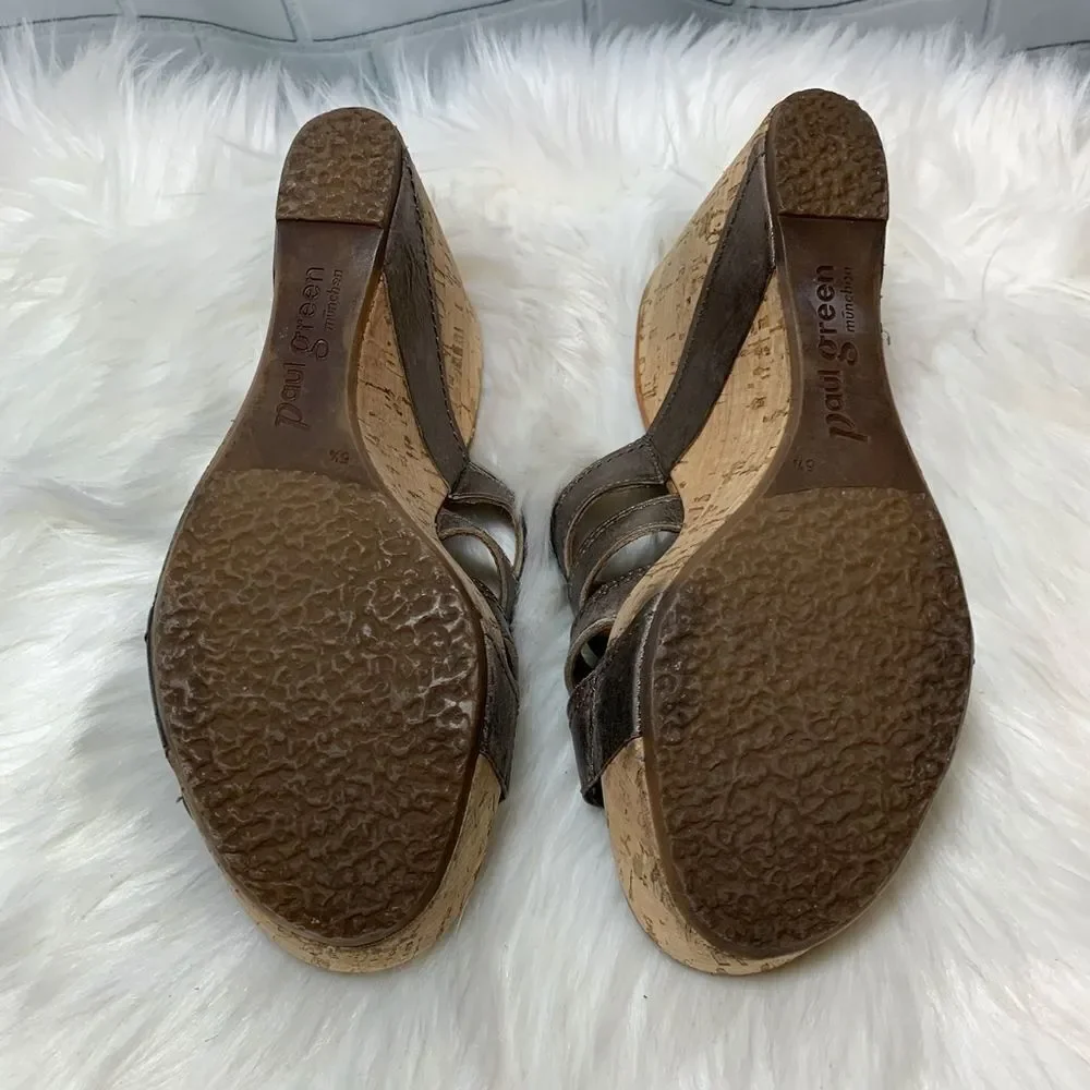 Paul Green Bronze Strappy Wedge Sandals Size 5.5‎ UK/8 US